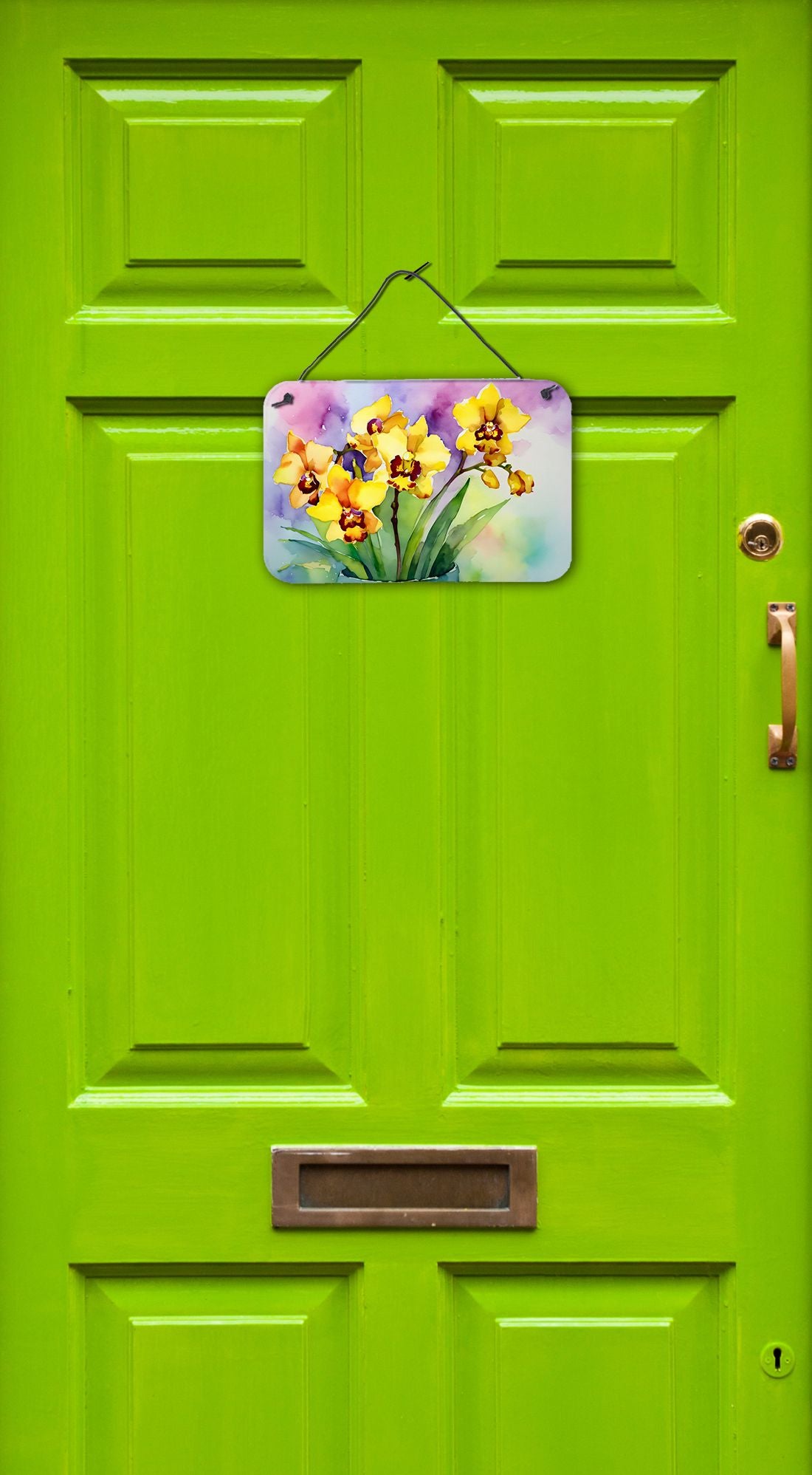 NEW Orchids in Watercolor Wall or Door Hanging Prints Aluminum Metal Sign Kitchen Wall Bar Bathroom Plaque Home Decor, 8HX12W, Multicolor