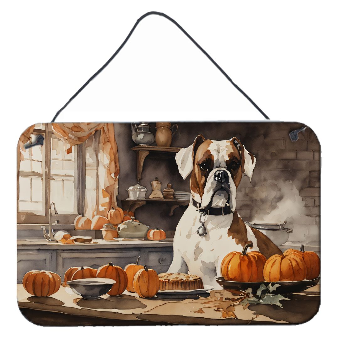 NEW Boxer Fall Kitchen Pumpkins Wall or Door Hanging Prints Aluminum Metal Sign Kitchen Wall Bar Bathroom Plaque Home Decor, 8HX12W, Multicolor