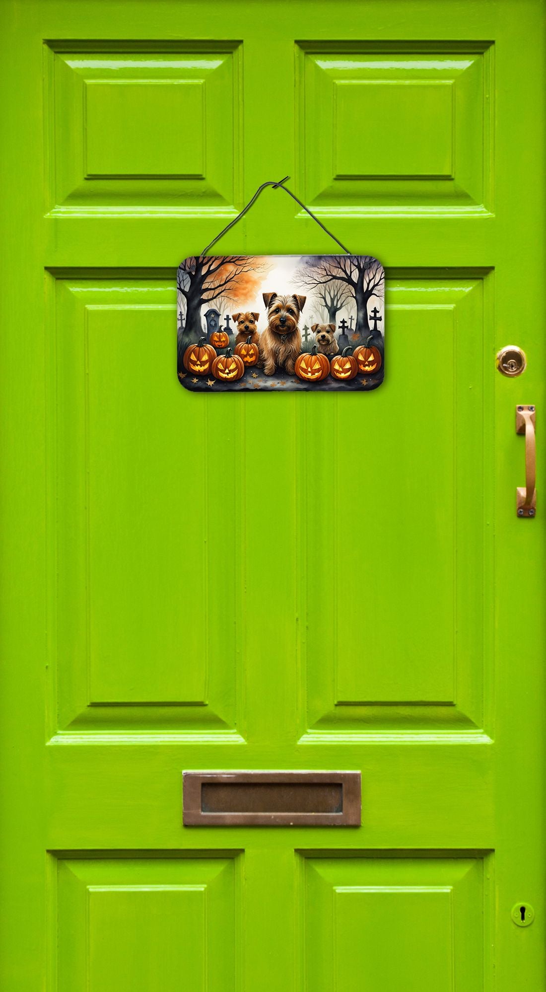 NEW Norfolk Terrier Spooky Halloween Wall or Door Hanging Prints Aluminum Metal Sign Kitchen Wall Bar Bathroom Plaque Home Decor, 8HX12W, Multicolor