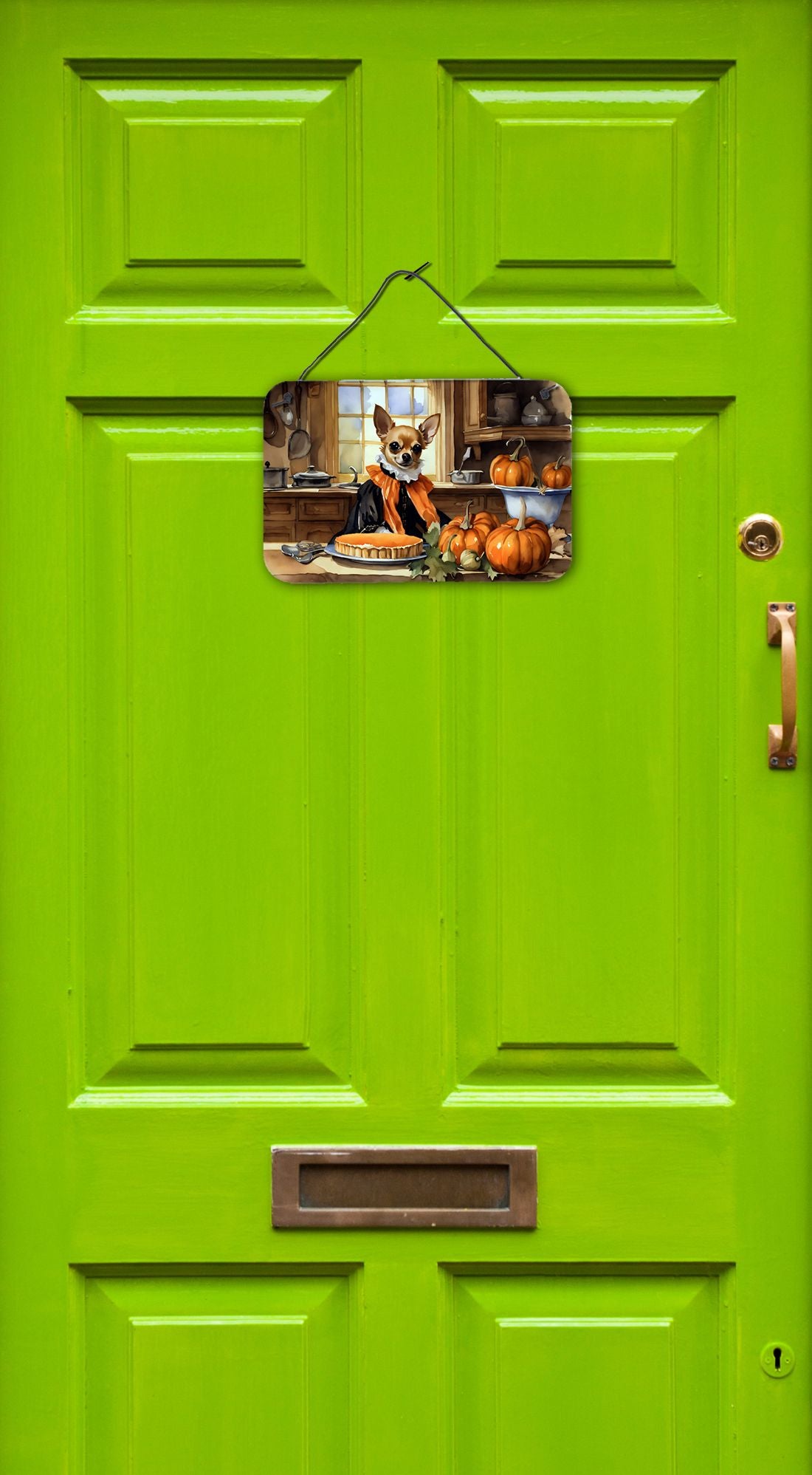 NEW Chihuahua Fall Kitchen Pumpkins Wall or Door Hanging Prints Aluminum Metal Sign Kitchen Wall Bar Bathroom Plaque Home Decor, 8HX12W, Multicolor