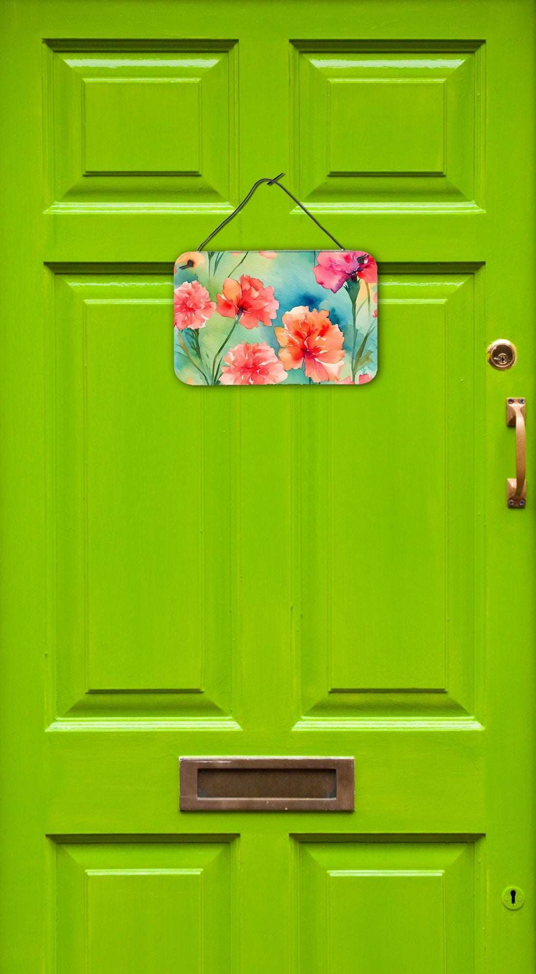 NEW Carnations in Watercolor Wall or Door Hanging Prints Aluminum Metal Sign Kitchen Wall Bar Bathroom Plaque Home Decor, 8HX12W, Multicolor