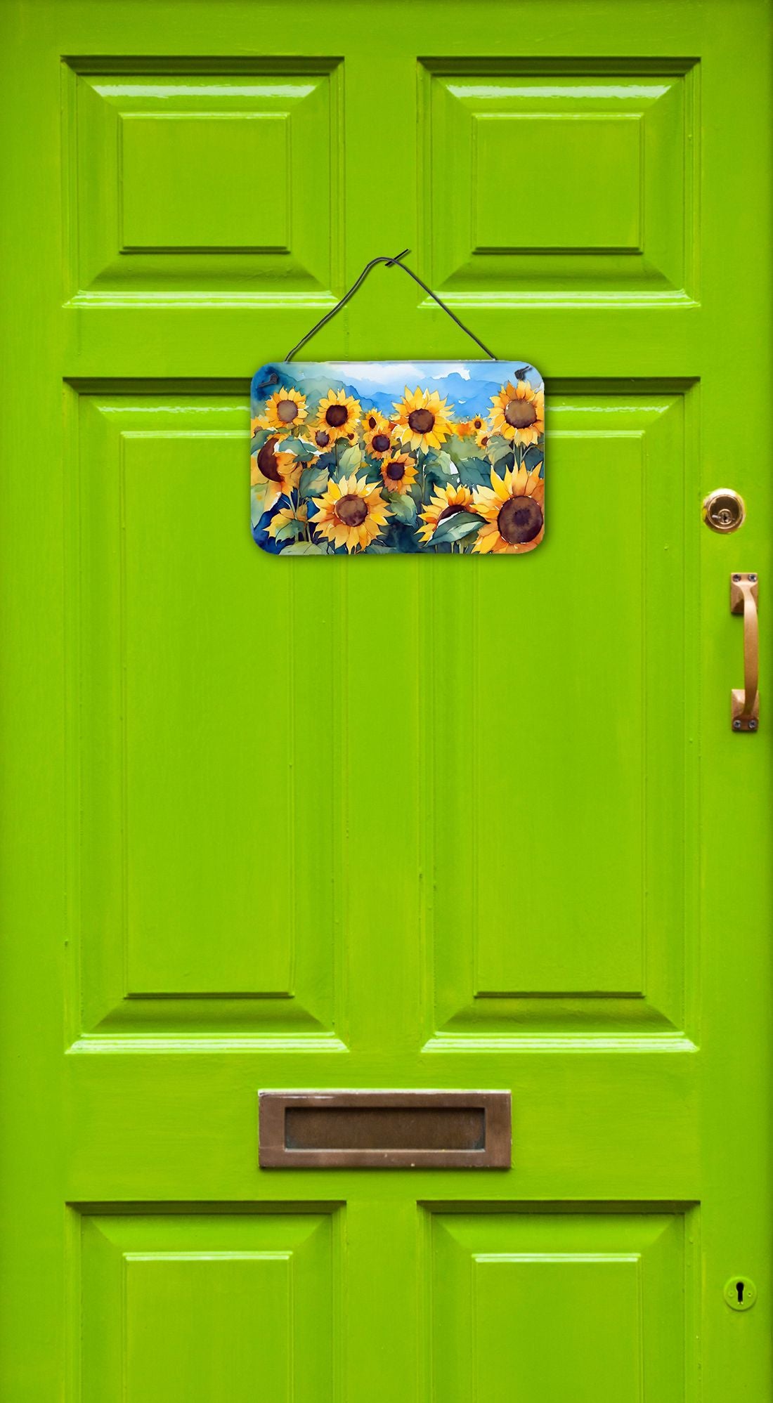NEW Sunflowers in Watercolor Wall or Door Hanging Prints Aluminum Metal Sign Kitchen Wall Bar Bathroom Plaque Home Decor, 8HX12W, Multicolor
