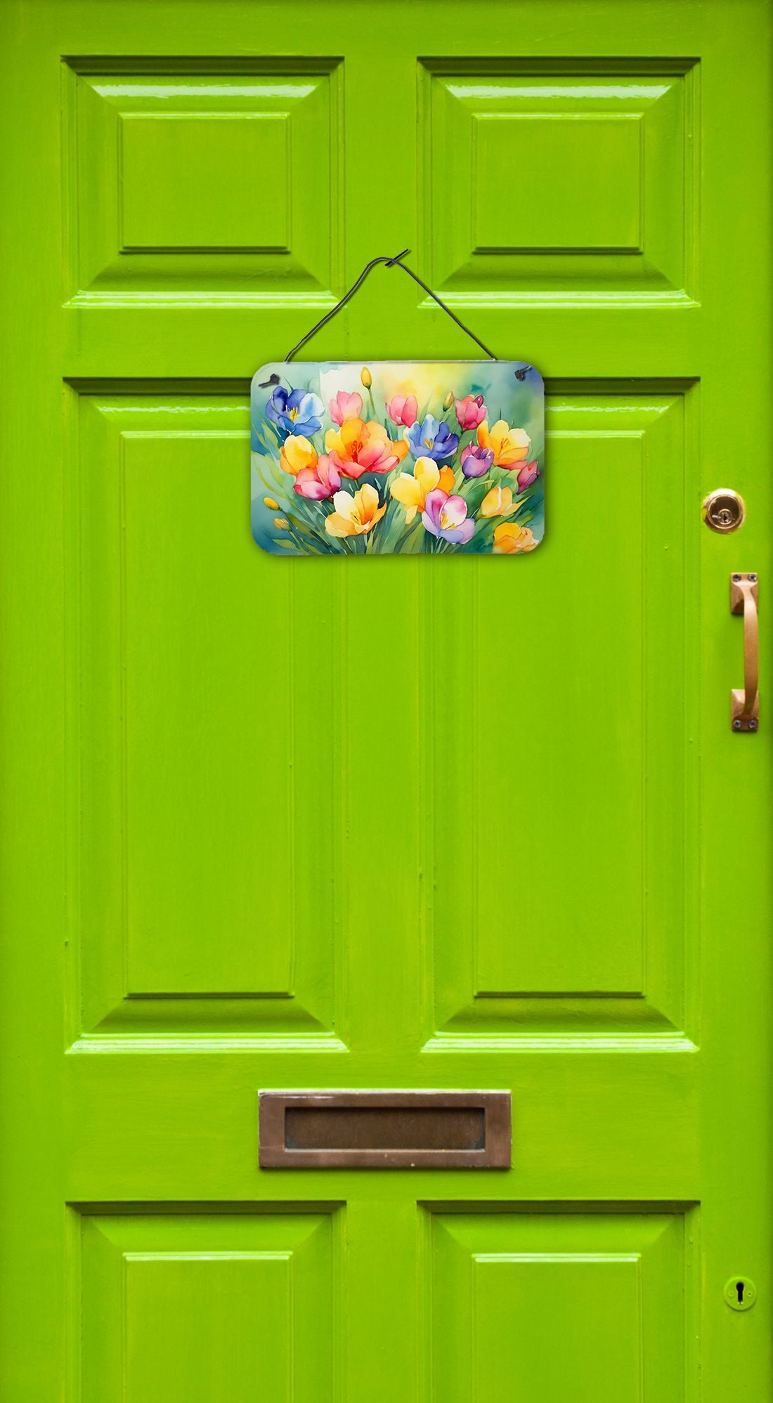 NEW Freesias in Watercolor Wall or Door Hanging Prints Aluminum Metal Sign Kitchen Wall Bar Bathroom Plaque Home Decor, 8HX12W, Multicolor