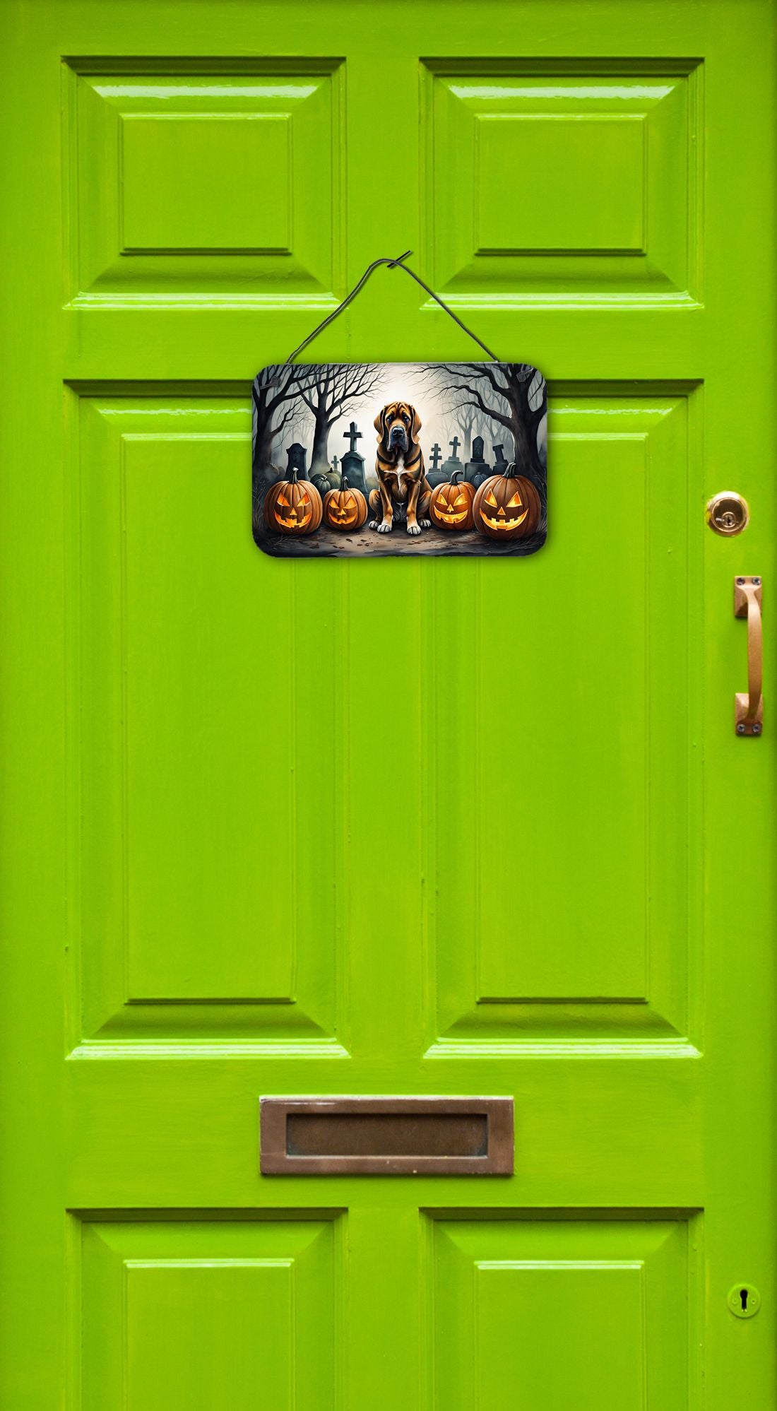 NEW Bloodhound Spooky Halloween Wall or Door Hanging Prints Aluminum Metal Sign Kitchen Wall Bar Bathroom Plaque Home Decor, 8HX12W, Multicolor