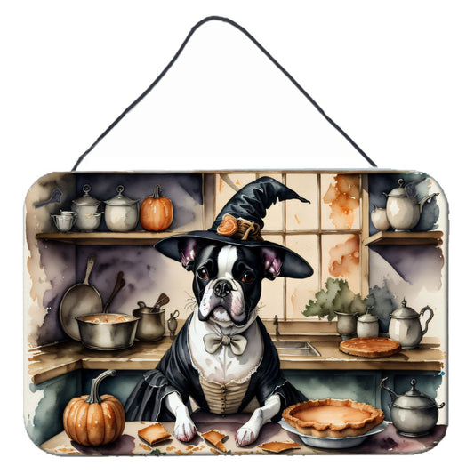 NEW Boston Terrier Fall Kitchen Pumpkins Wall or Door Hanging Prints Aluminum Metal Sign Kitchen Wall Bar Bathroom Plaque Home Decor, 8HX12W, Multicolor
