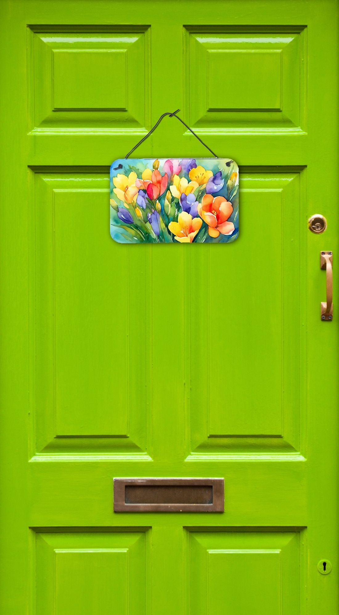 NEW Freesias in Watercolor Wall or Door Hanging Prints Aluminum Metal Sign Kitchen Wall Bar Bathroom Plaque Home Decor, 8HX12W, Multicolor