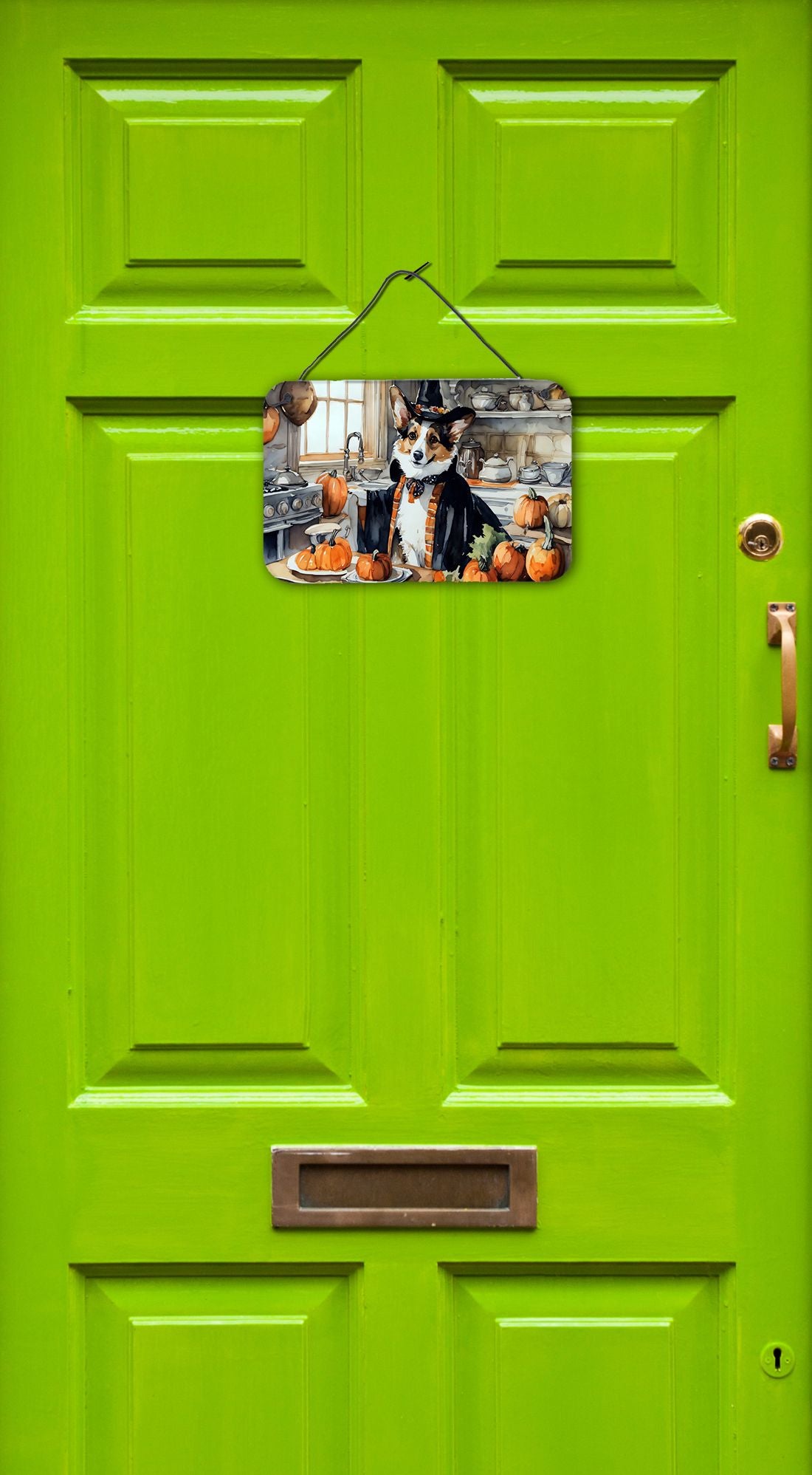 NEW Corgi Fall Kitchen Pumpkins Wall or Door Hanging Prints Aluminum Metal Sign Kitchen Wall Bar Bathroom Plaque Home Decor, 8HX12W, Multicolor