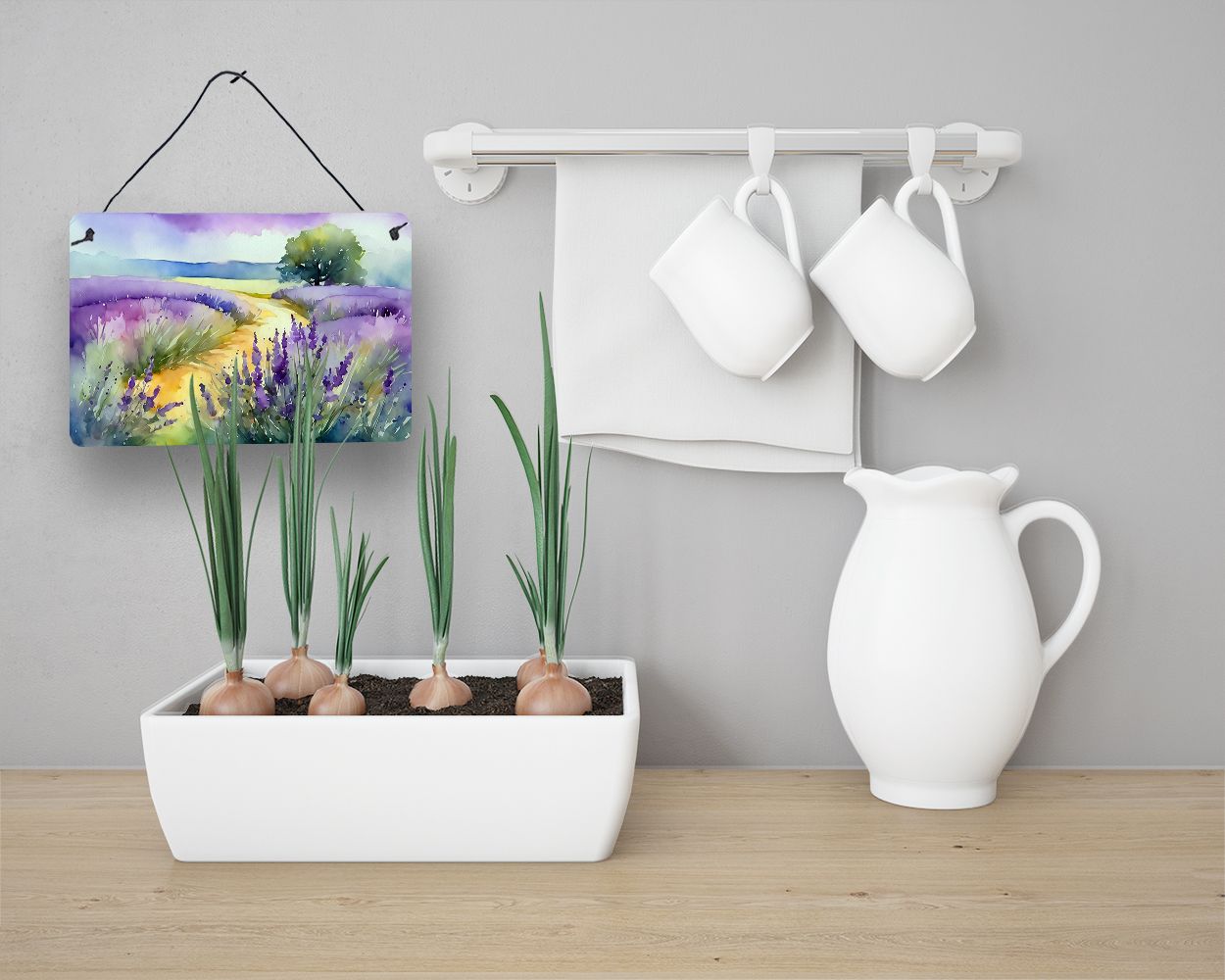 NEW Lavender in Watercolor Wall or Door Hanging Prints Aluminum Metal Sign Kitchen Wall Bar Bathroom Plaque Home Decor, 8HX12W, Multicolor