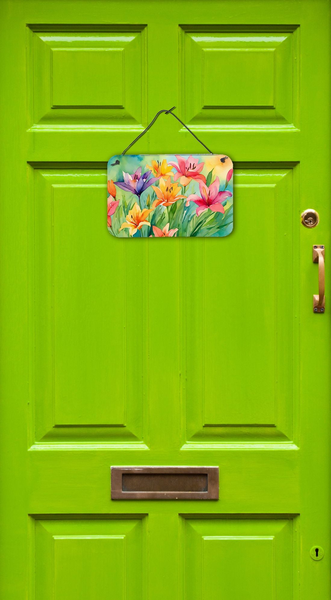 NEW Lilies in Watercolor Wall or Door Hanging Prints Aluminum Metal Sign Kitchen Wall Bar Bathroom Plaque Home Decor, 8HX12W, Multicolor