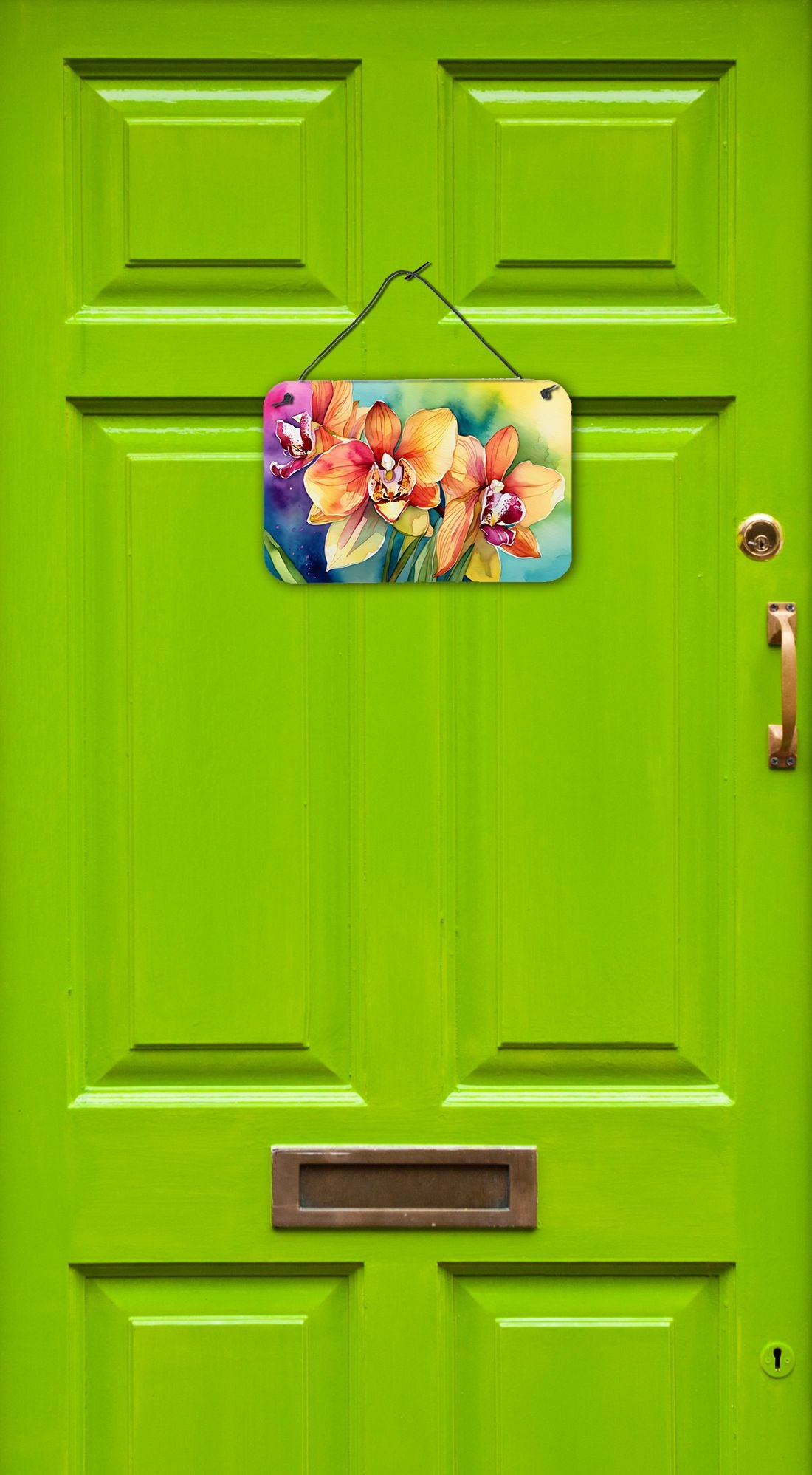 NEW Orchids in Watercolor Wall or Door Hanging Prints Aluminum Metal Sign Kitchen Wall Bar Bathroom Plaque Home Decor, 8HX12W, Multicolor