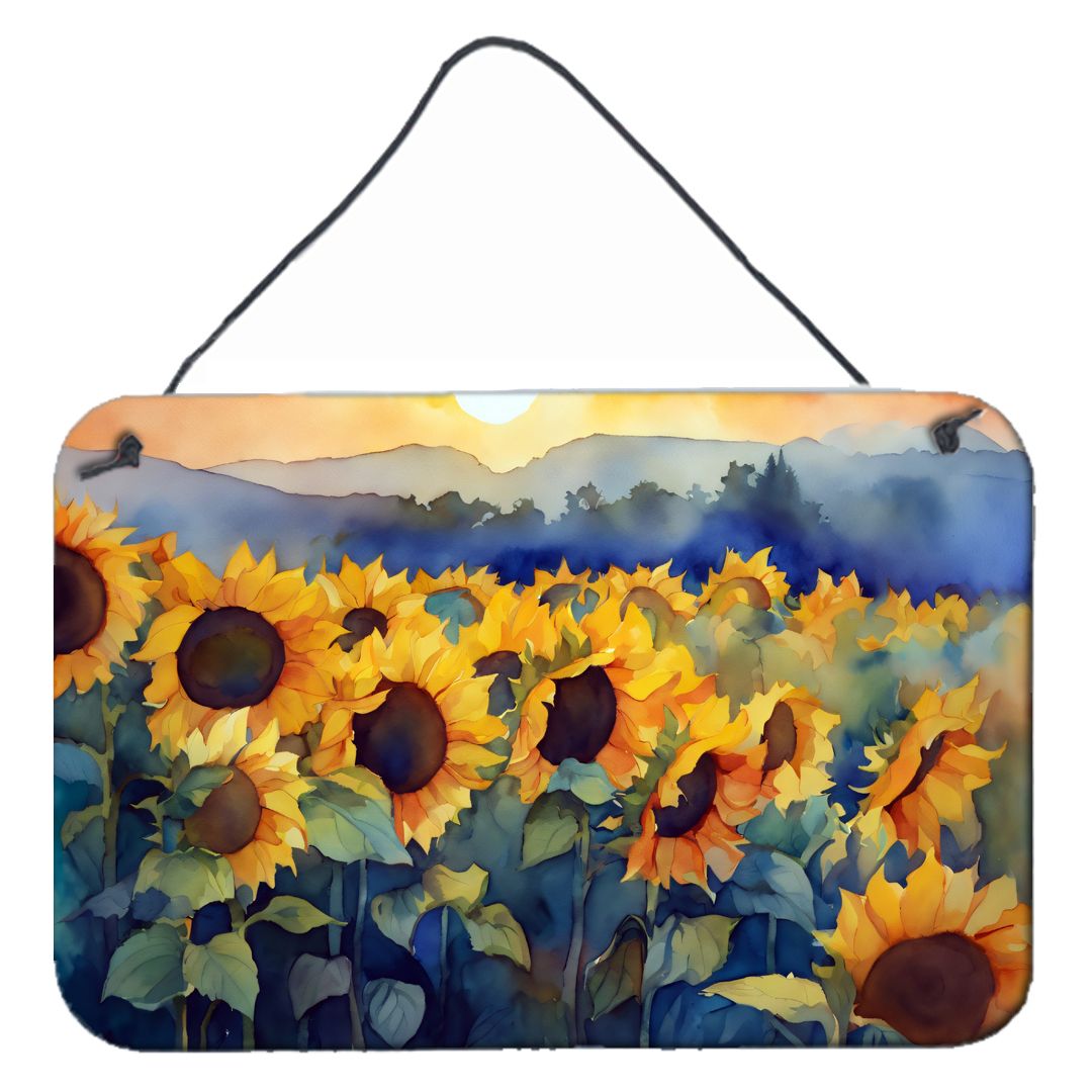 NEW Sunflowers in Watercolor Wall or Door Hanging Prints Aluminum Metal Sign Kitchen Wall Bar Bathroom Plaque Home Decor, 8HX12W, Multicolor