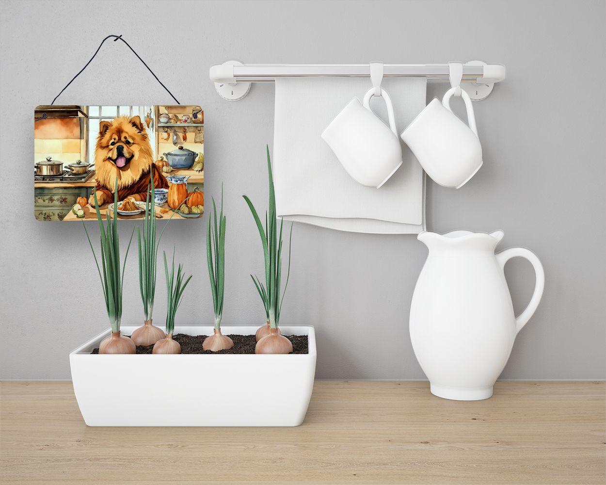 NEW Chow Chow Fall Kitchen Pumpkins Wall or Door Hanging Prints Aluminum Metal Sign Kitchen Wall Bar Bathroom Plaque Home Decor, 8HX12W, Multicolor