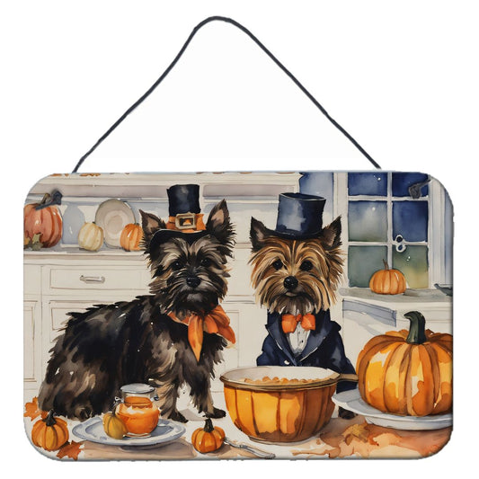 NEW Cairn Terrier Fall Kitchen Pumpkins Wall or Door Hanging Prints Aluminum Metal Sign Kitchen Wall Bar Bathroom Plaque Home Decor, 8HX12W, Multicolor