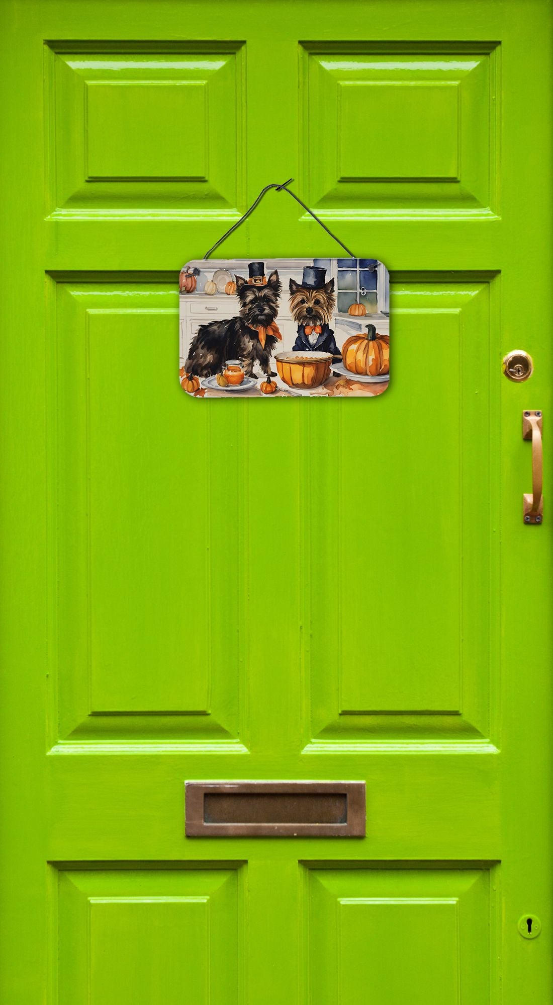 NEW Cairn Terrier Fall Kitchen Pumpkins Wall or Door Hanging Prints Aluminum Metal Sign Kitchen Wall Bar Bathroom Plaque Home Decor, 8HX12W, Multicolor