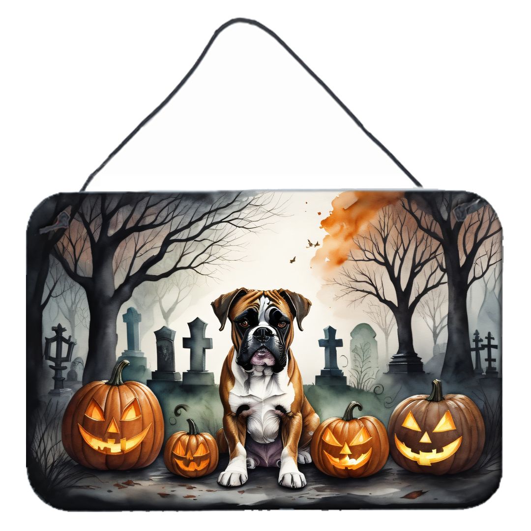 NEW Boxer Spooky Halloween Wall or Door Hanging Prints Aluminum Metal Sign Kitchen Wall Bar Bathroom Plaque Home Decor, 8HX12W, Multicolor