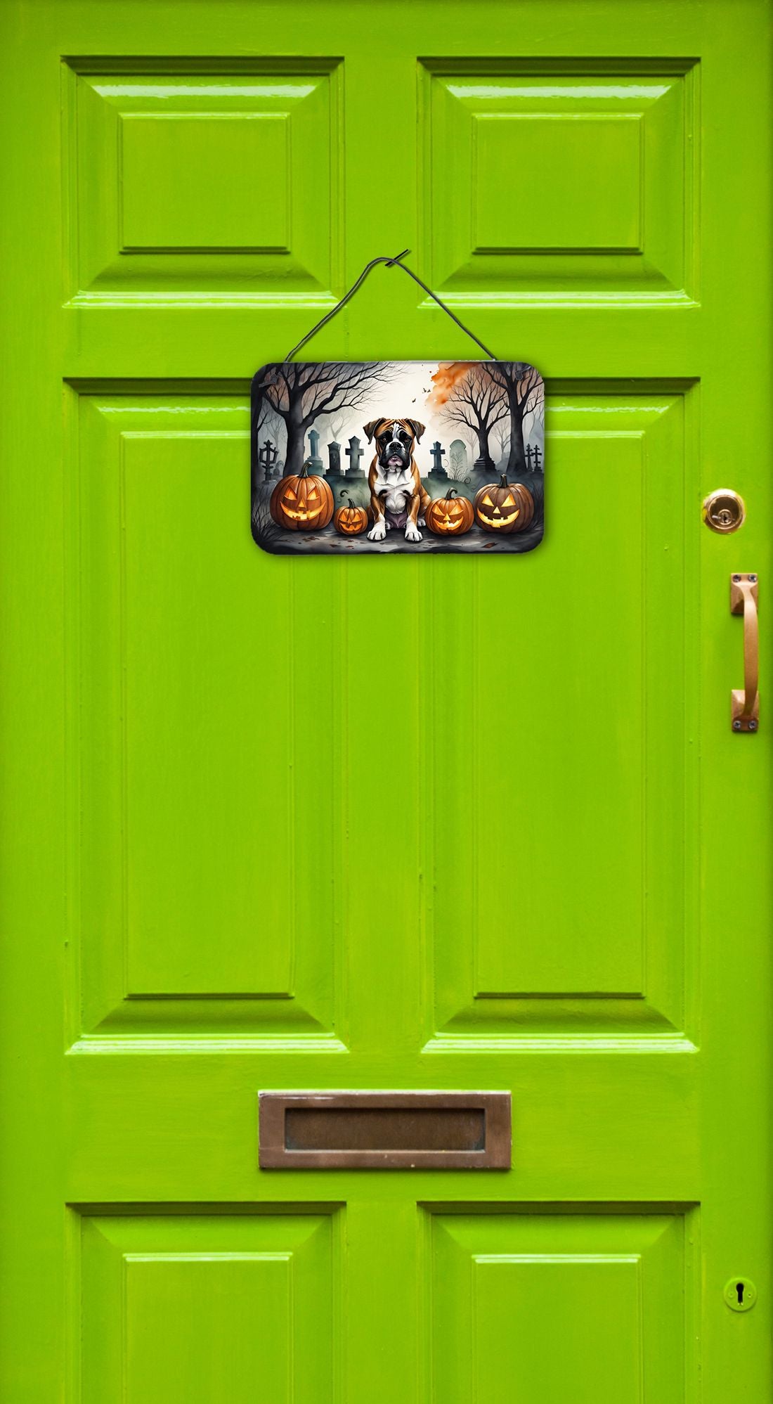 NEW Boxer Spooky Halloween Wall or Door Hanging Prints Aluminum Metal Sign Kitchen Wall Bar Bathroom Plaque Home Decor, 8HX12W, Multicolor