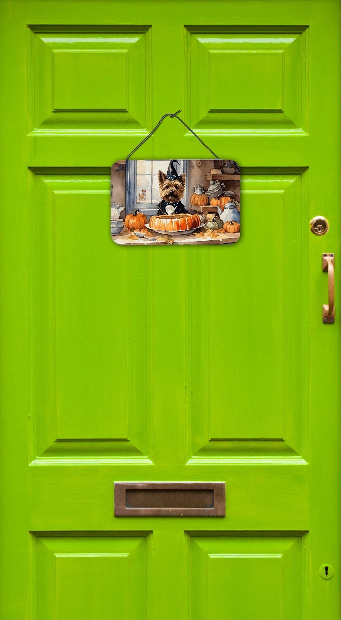 NEW Cairn Terrier Fall Kitchen Pumpkins Wall or Door Hanging Prints Aluminum Metal Sign Kitchen Wall Bar Bathroom Plaque Home Decor, 8HX12W, Multicolor
