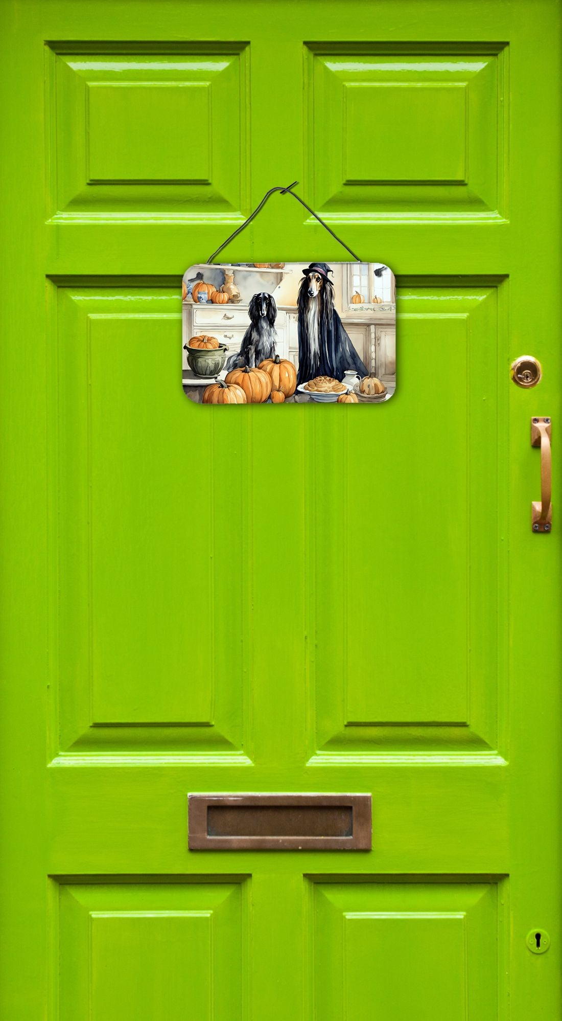 NEW Afghan Hound Fall Kitchen Pumpkins Wall or Door Hanging Prints Aluminum Metal Sign Kitchen Wall Bar Bathroom Plaque Home Decor, 8HX12W, Multicolor