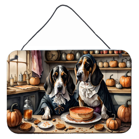 NEW Basset Hound Fall Kitchen Pumpkins Wall or Door Hanging Prints Aluminum Metal Sign Kitchen Wall Bar Bathroom Plaque Home Decor, 8HX12W, Multicolor