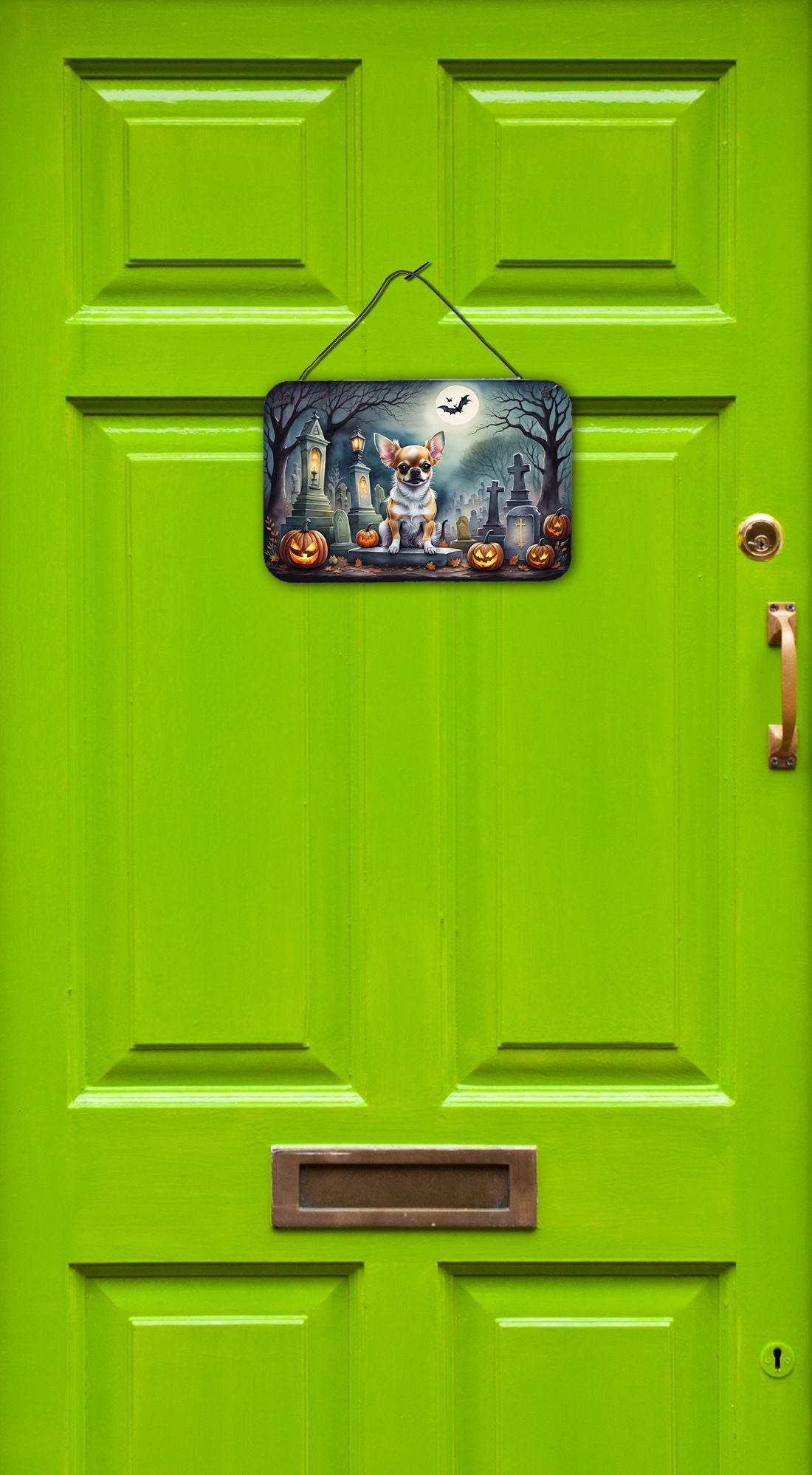 NEW Chihuahua Spooky Halloween Wall or Door Hanging Prints Aluminum Metal Sign Kitchen Wall Bar Bathroom Plaque Home Decor, 8HX12W, Multicolor