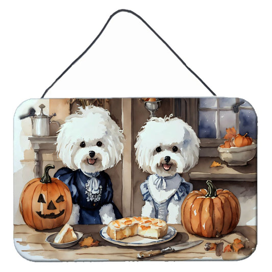 NEW Bichon Frise Fall Kitchen Pumpkins Wall or Door Hanging Prints Aluminum Metal Sign Kitchen Wall Bar Bathroom Plaque Home Decor, 8HX12W, Multicolor