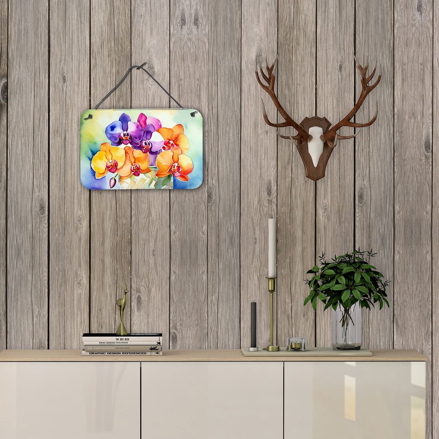 NEW Orchids in Watercolor Wall or Door Hanging Prints Aluminum Metal Sign Kitchen Wall Bar Bathroom Plaque Home Decor, 8HX12W, Multicolor