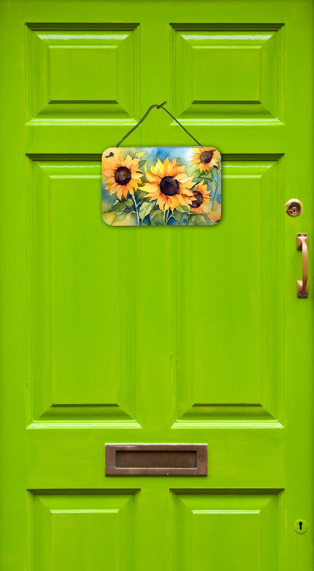 NEW Sunflowers in Watercolor Wall or Door Hanging Prints Aluminum Metal Sign Kitchen Wall Bar Bathroom Plaque Home Decor, 8HX12W, Multicolor