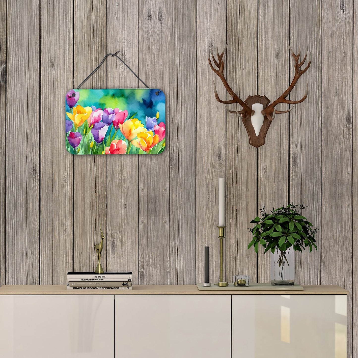 NEW Freesias in Watercolor Wall or Door Hanging Prints Aluminum Metal Sign Kitchen Wall Bar Bathroom Plaque Home Decor, 8HX12W, Multicolor