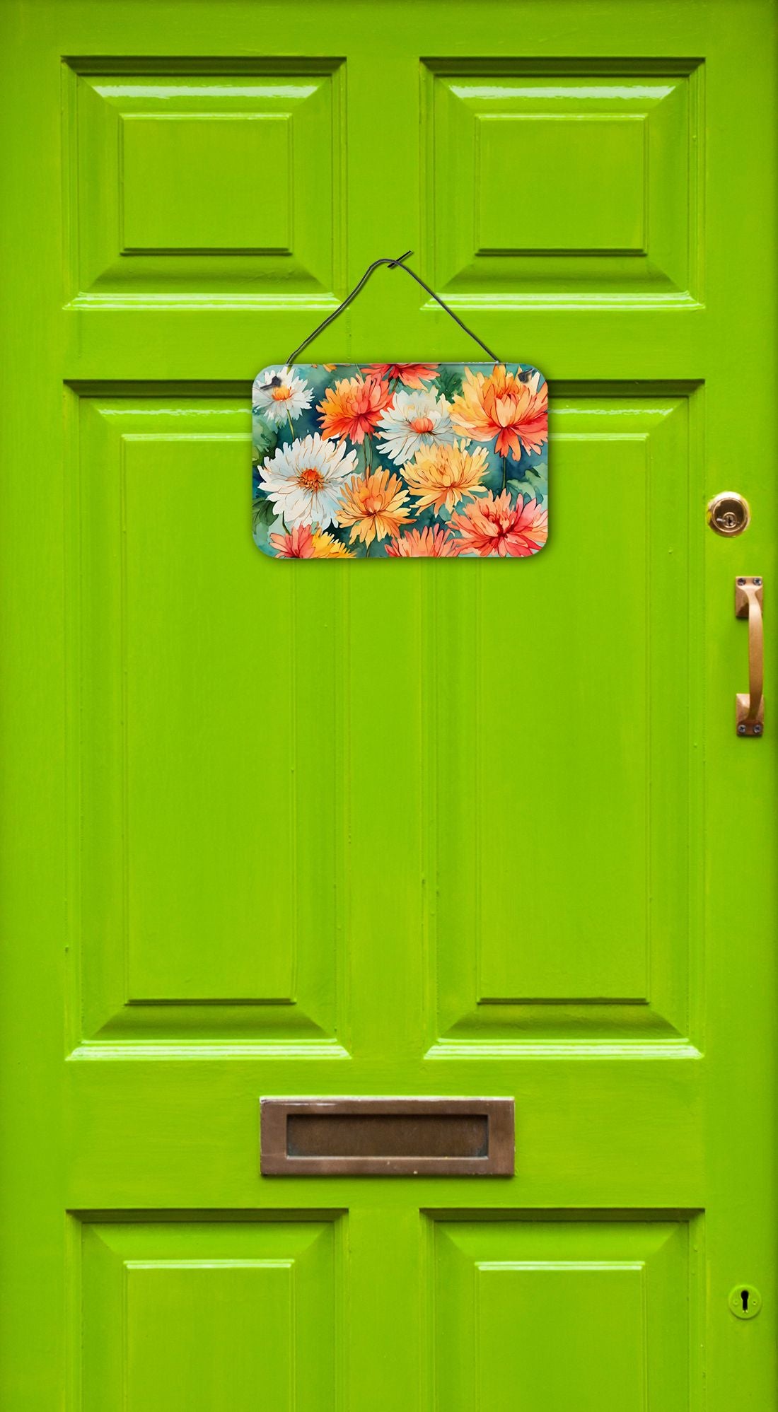 NEW Chrysanthemums in Watercolor Wall or Door Hanging Prints Aluminum Metal Sign Kitchen Wall Bar Bathroom Plaque Home Decor, 8HX12W, Multicolor