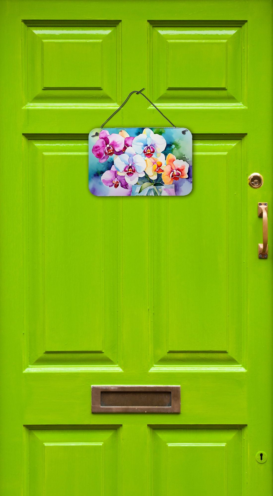 NEW Orchids in Watercolor Wall or Door Hanging Prints Aluminum Metal Sign Kitchen Wall Bar Bathroom Plaque Home Decor, 8HX12W, Multicolor