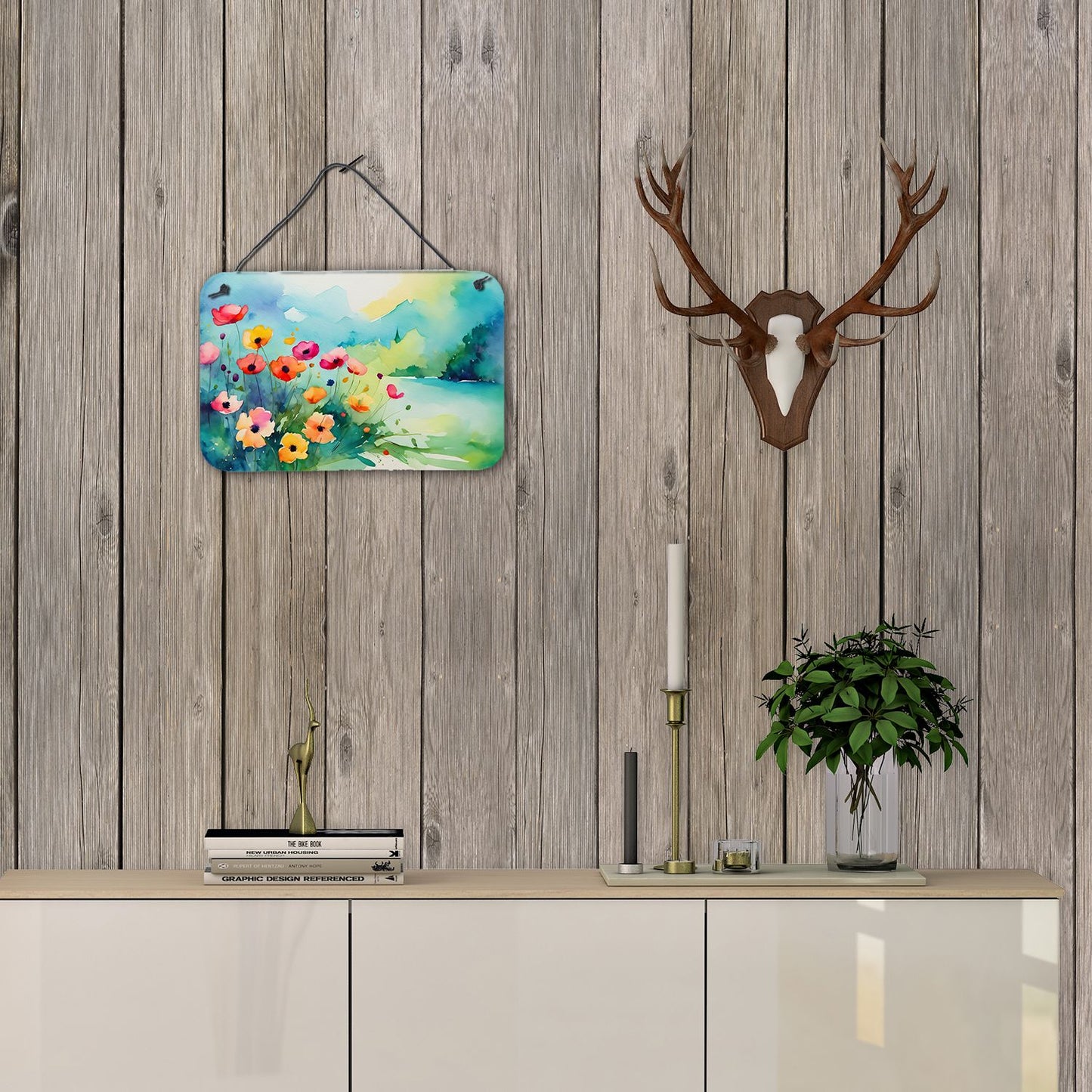 NEW Anemones in Watercolor Wall or Door Hanging Prints Aluminum Metal Sign Kitchen Wall Bar Bathroom Plaque Home Decor, 8HX12W, Multicolor